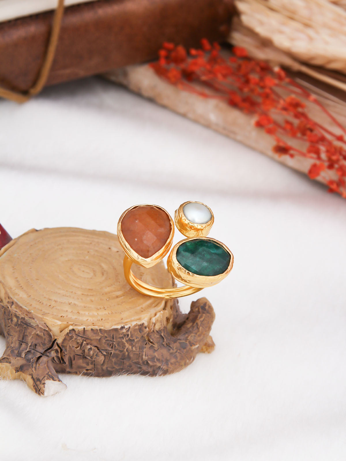 Agathe & Citrine & Pearl Bague