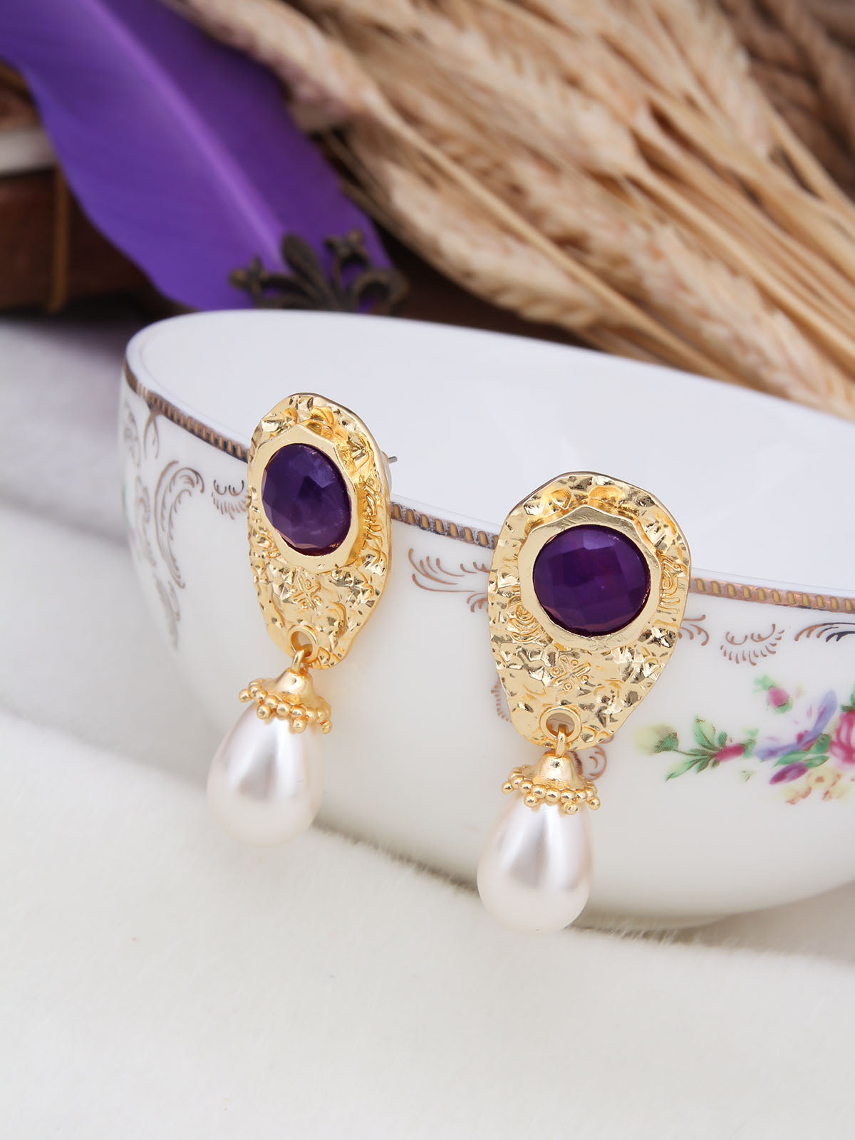 Amethyst & Pearl Boucle d'oreilles