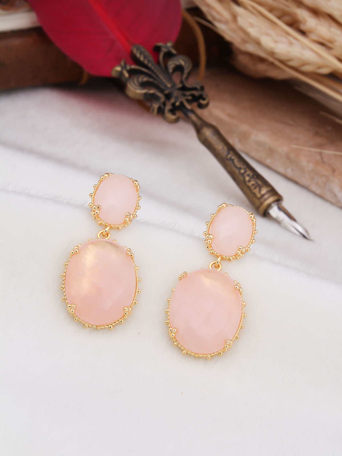 Pink Quartz Boucle d'oreilles
