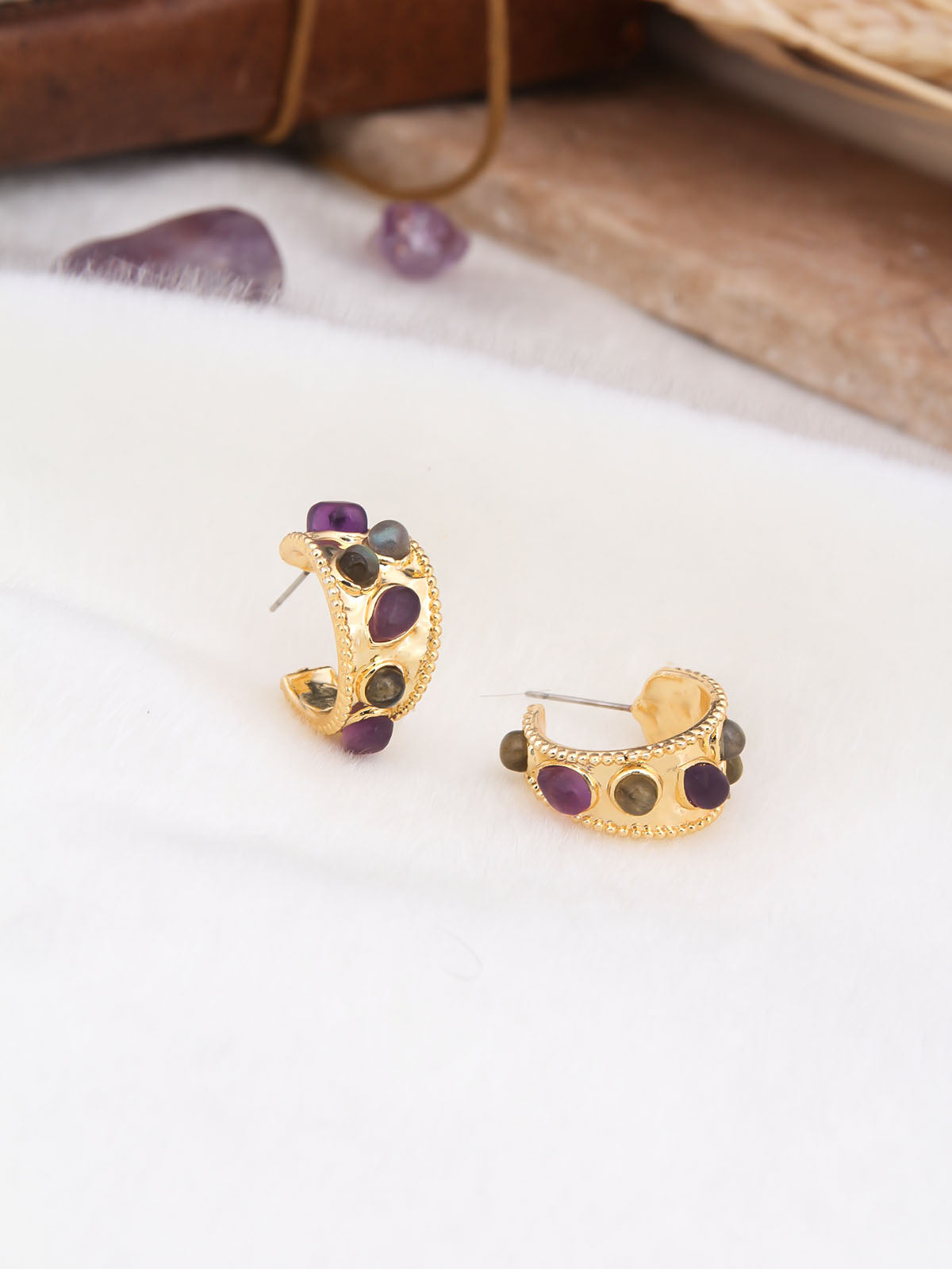 Labradorite & Amethyst Boucle d'oreilles