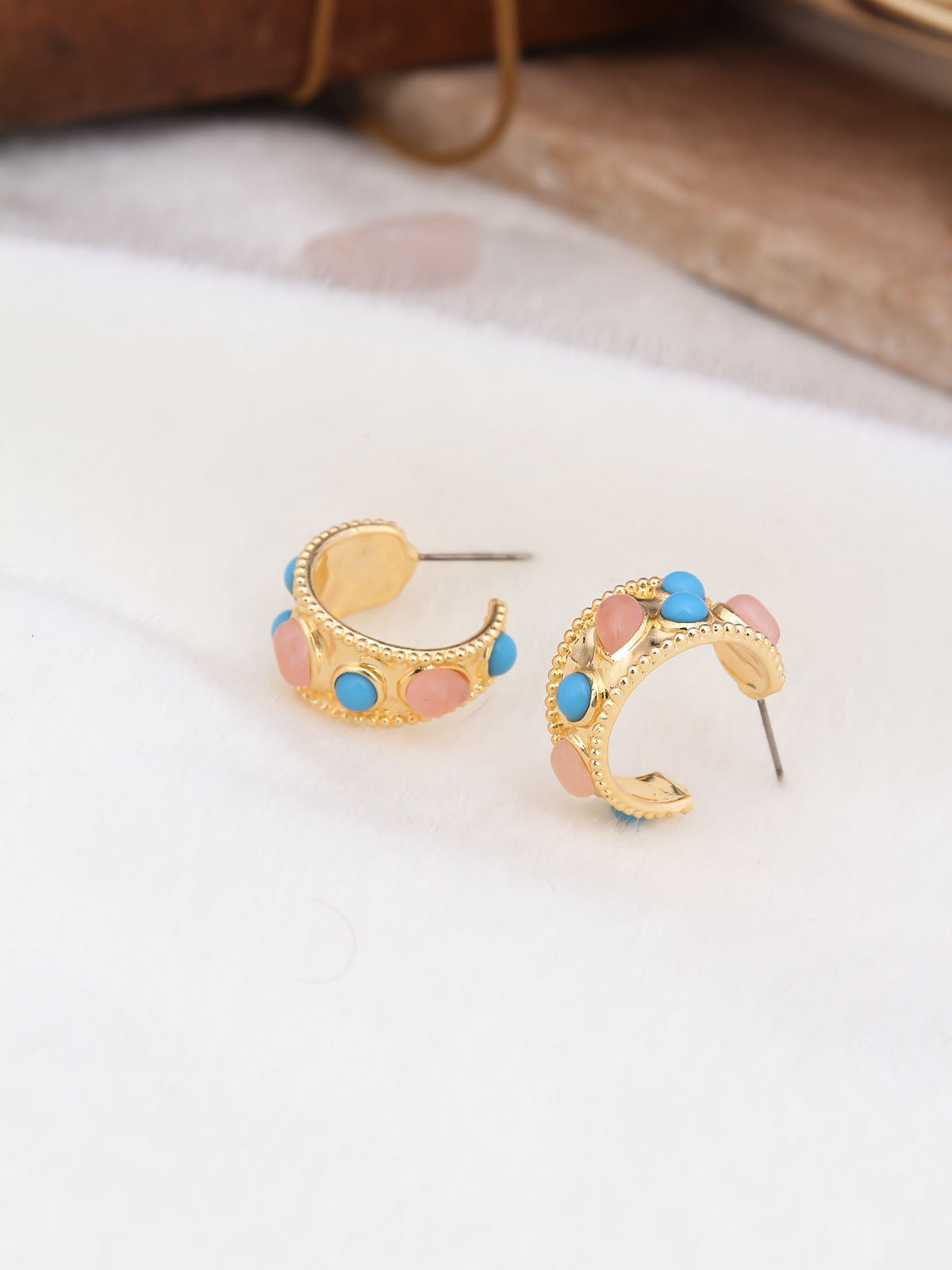 Turquoise & Pink Quartz Boucle d'oreilles