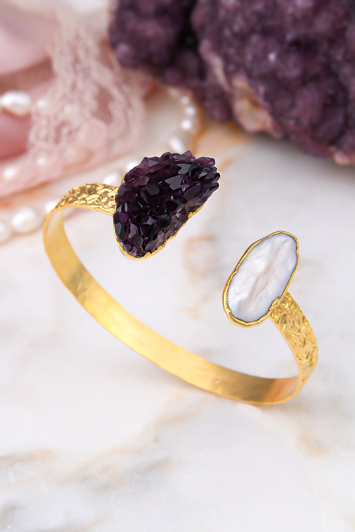 Amethyst & Pearl Bracelets