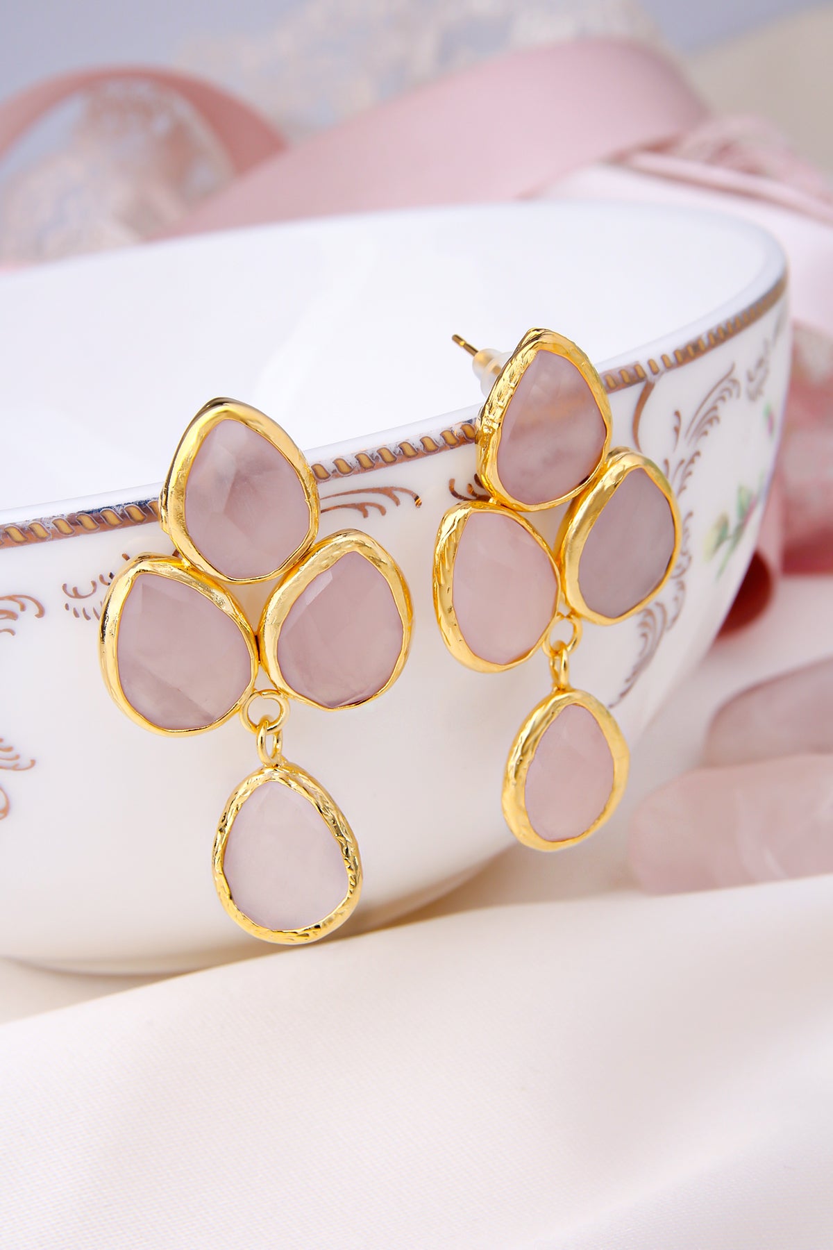 Pink Quartz Boucles d'oreilles
