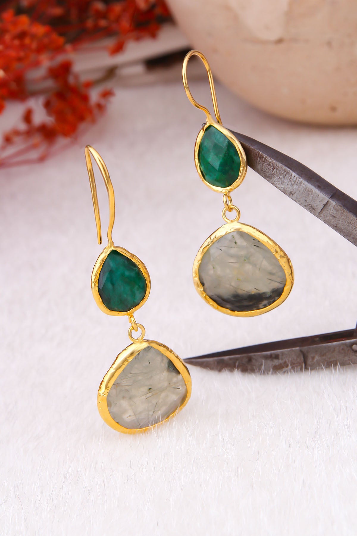 Agate & Prehnite  Boucles d'oreilles