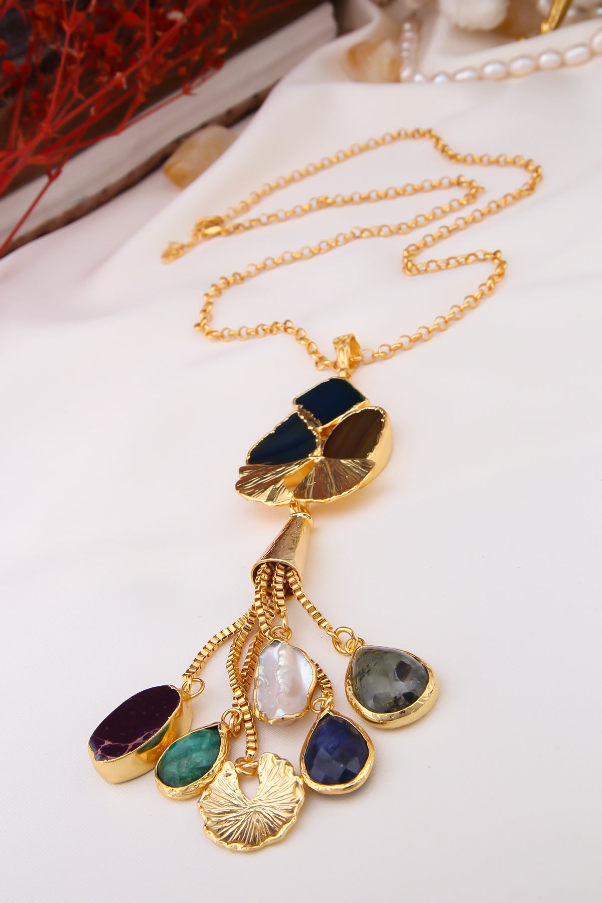 Agate & Mix Stone  Collier