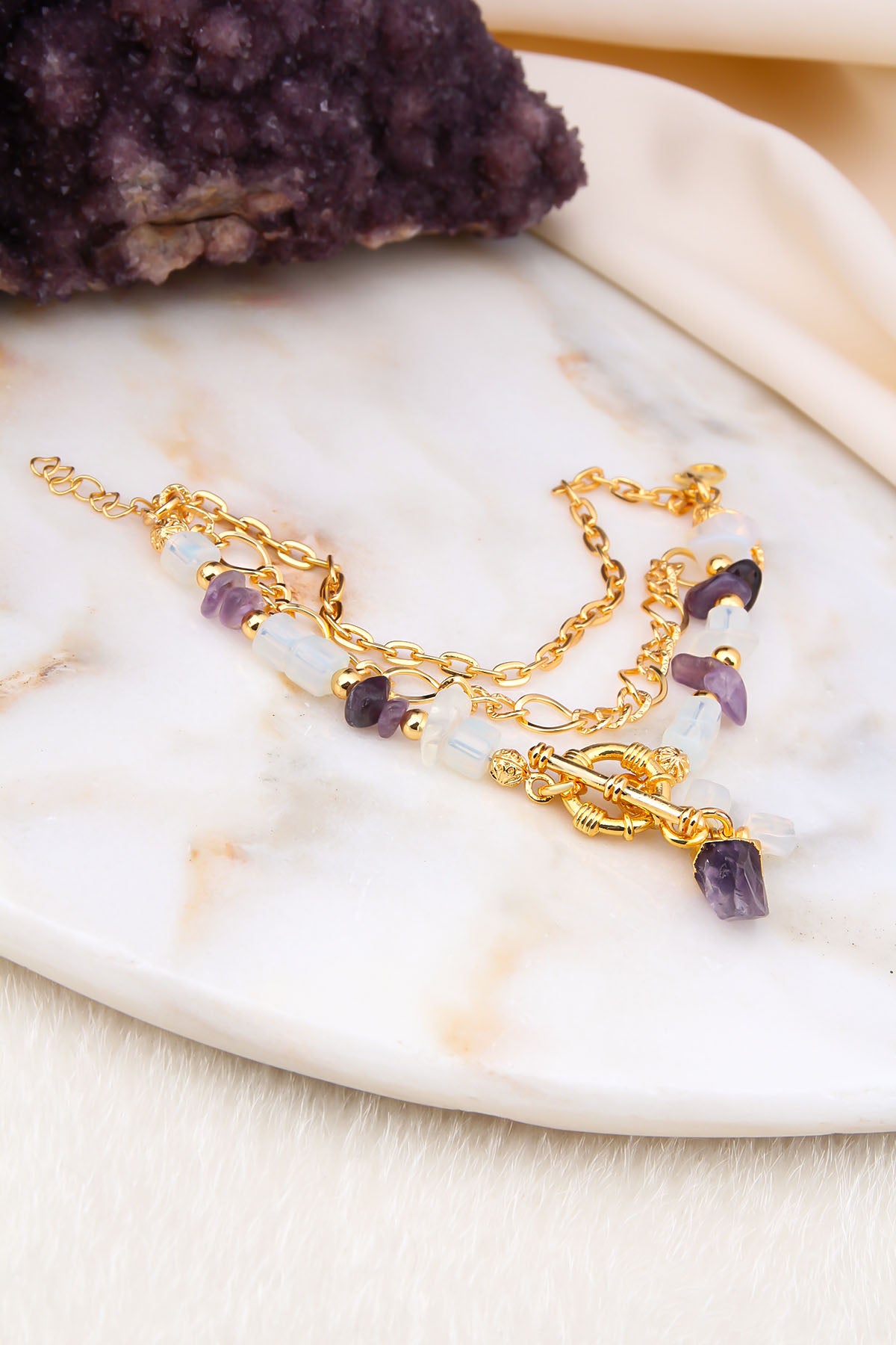 Amethyst & Quartz Bracelet