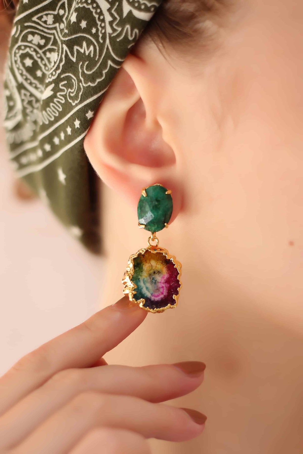 Agate & Quartz Boucles d'oreilles