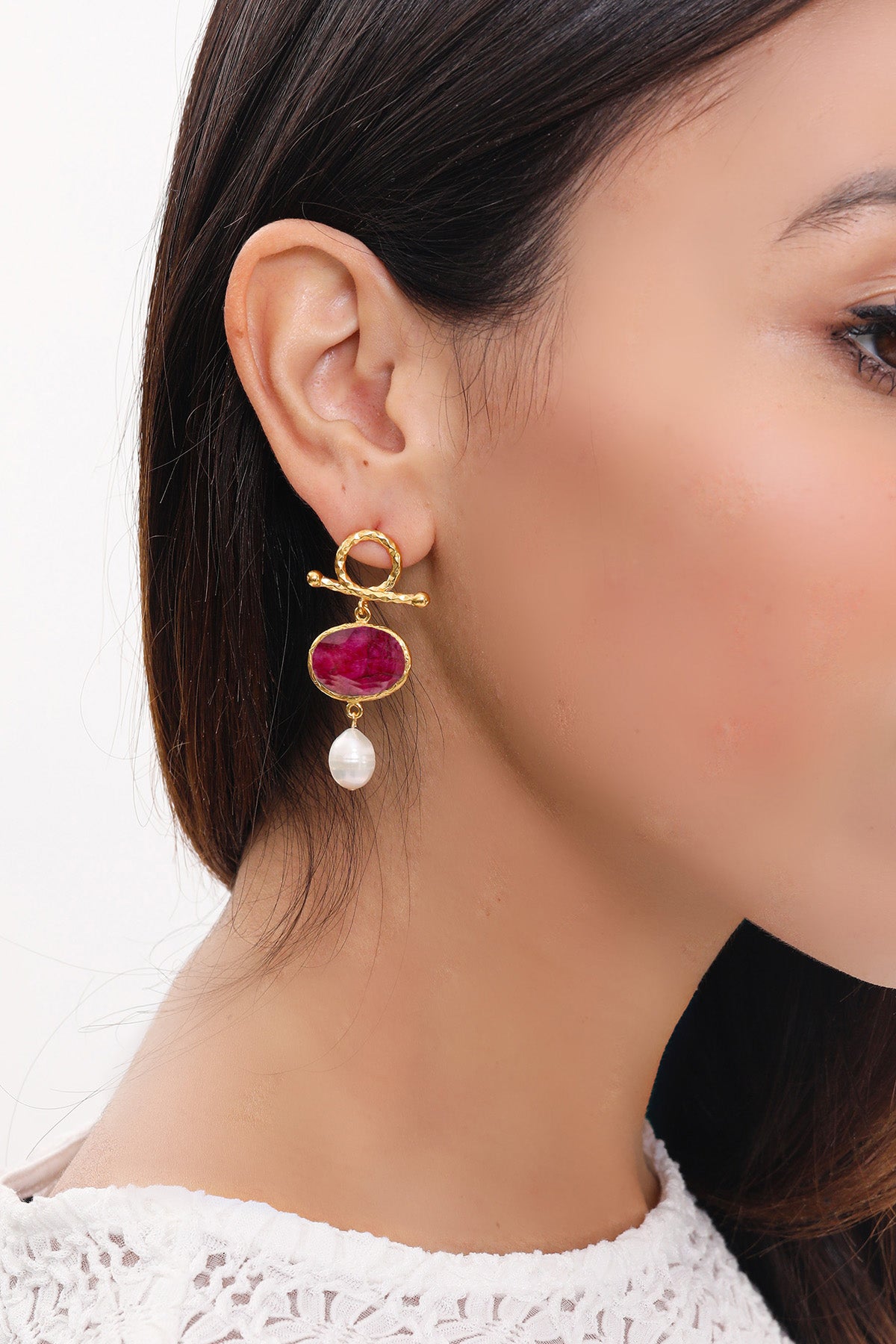 Pearl &amp; Agate Earrings