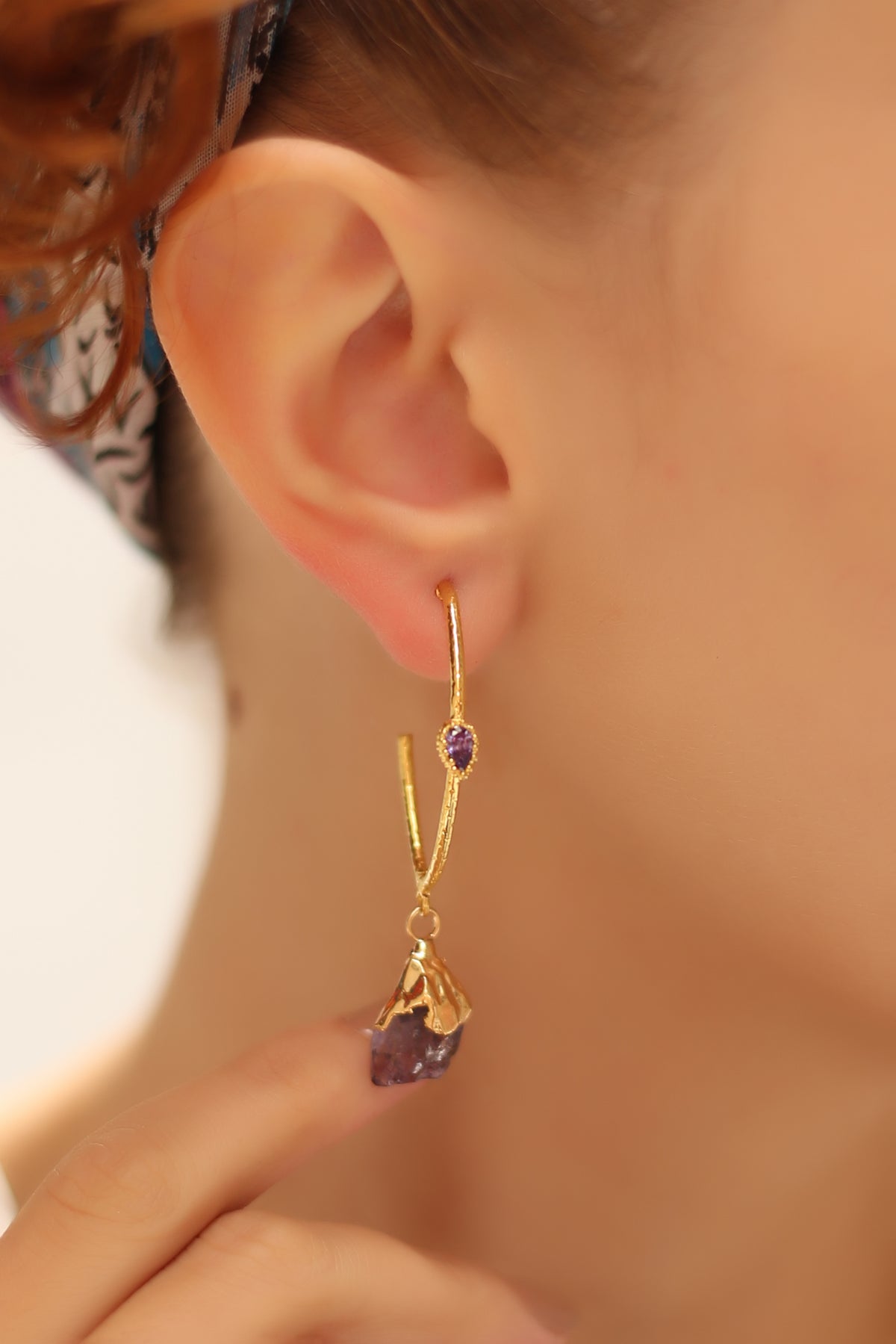 Amethyst &amp; Zircon Earrings