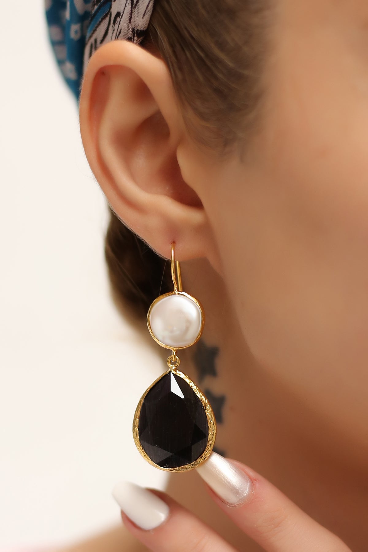 Pearl & Cat Eyes Boucles d'oreilles