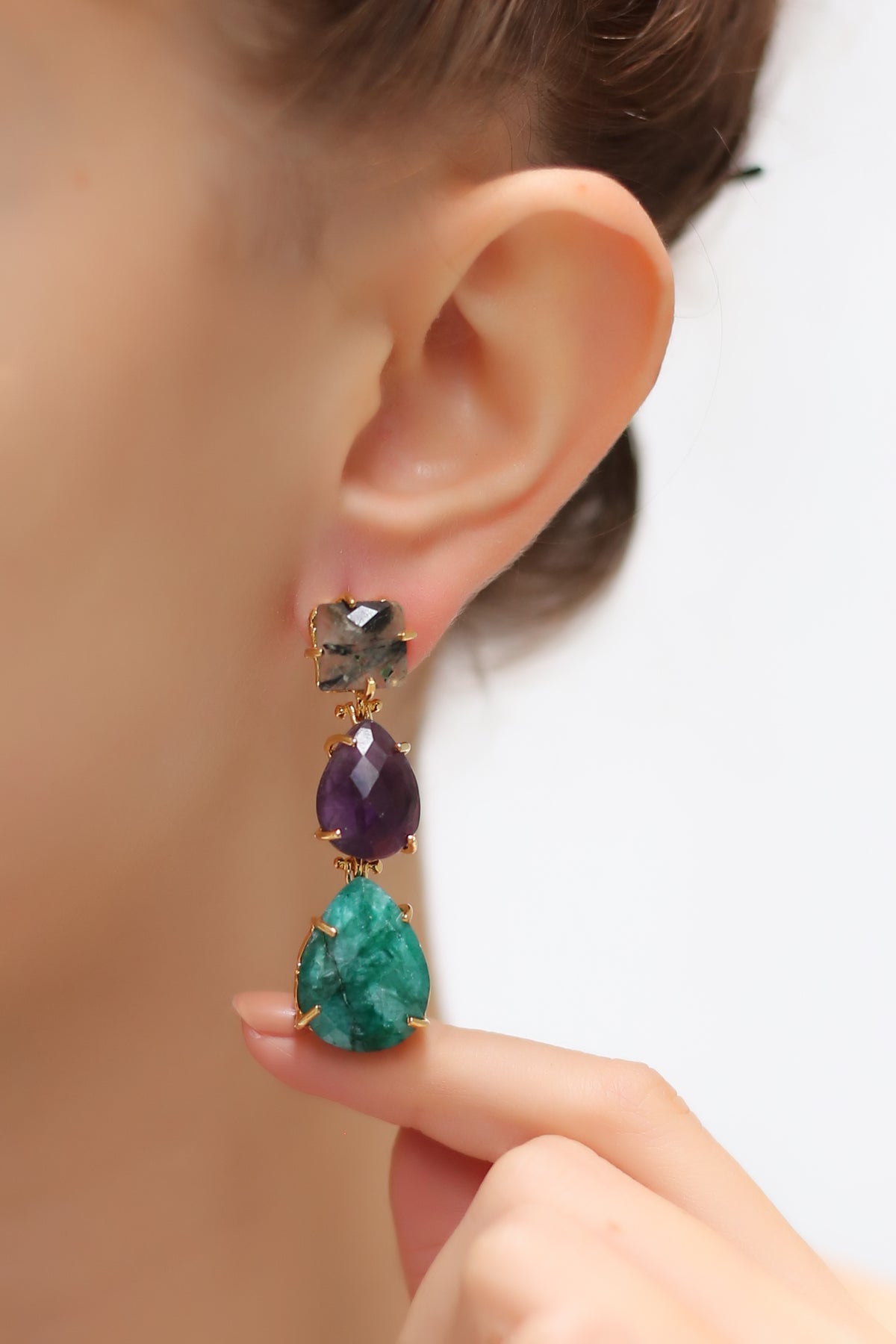 Prinayt & Amethyst & Agate Boucles d'oreilles