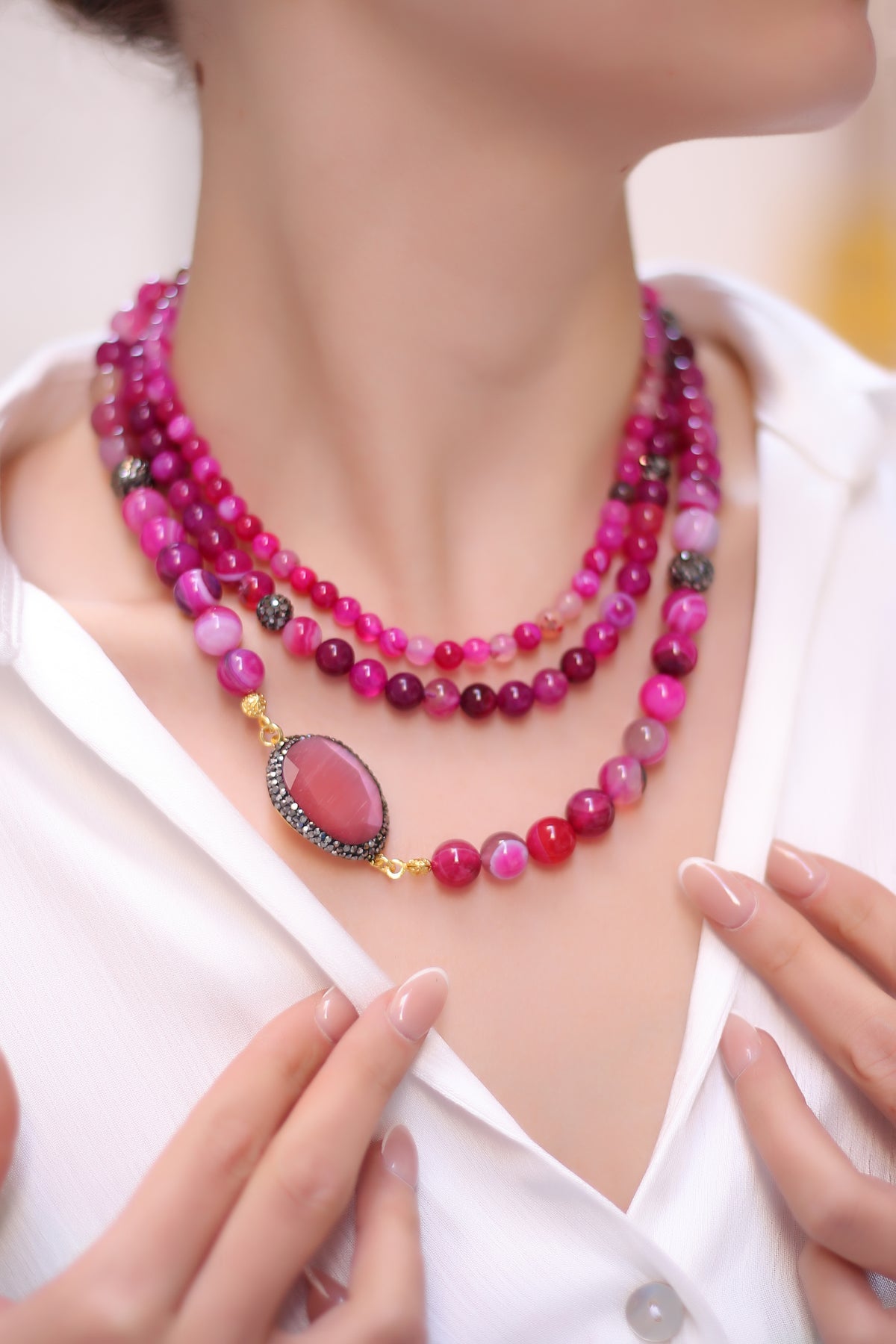Agate & Cat Eye Collier