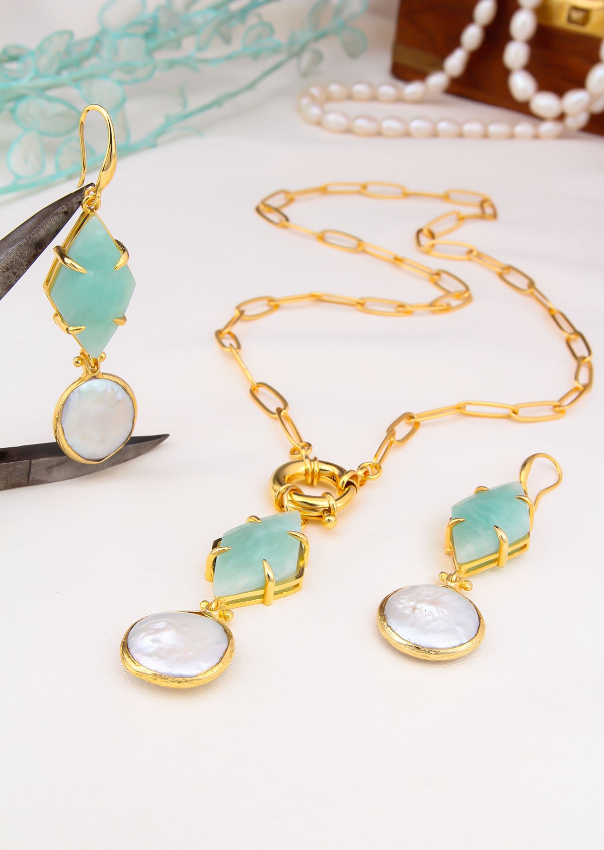 Aquamarine & Moonstone  Set