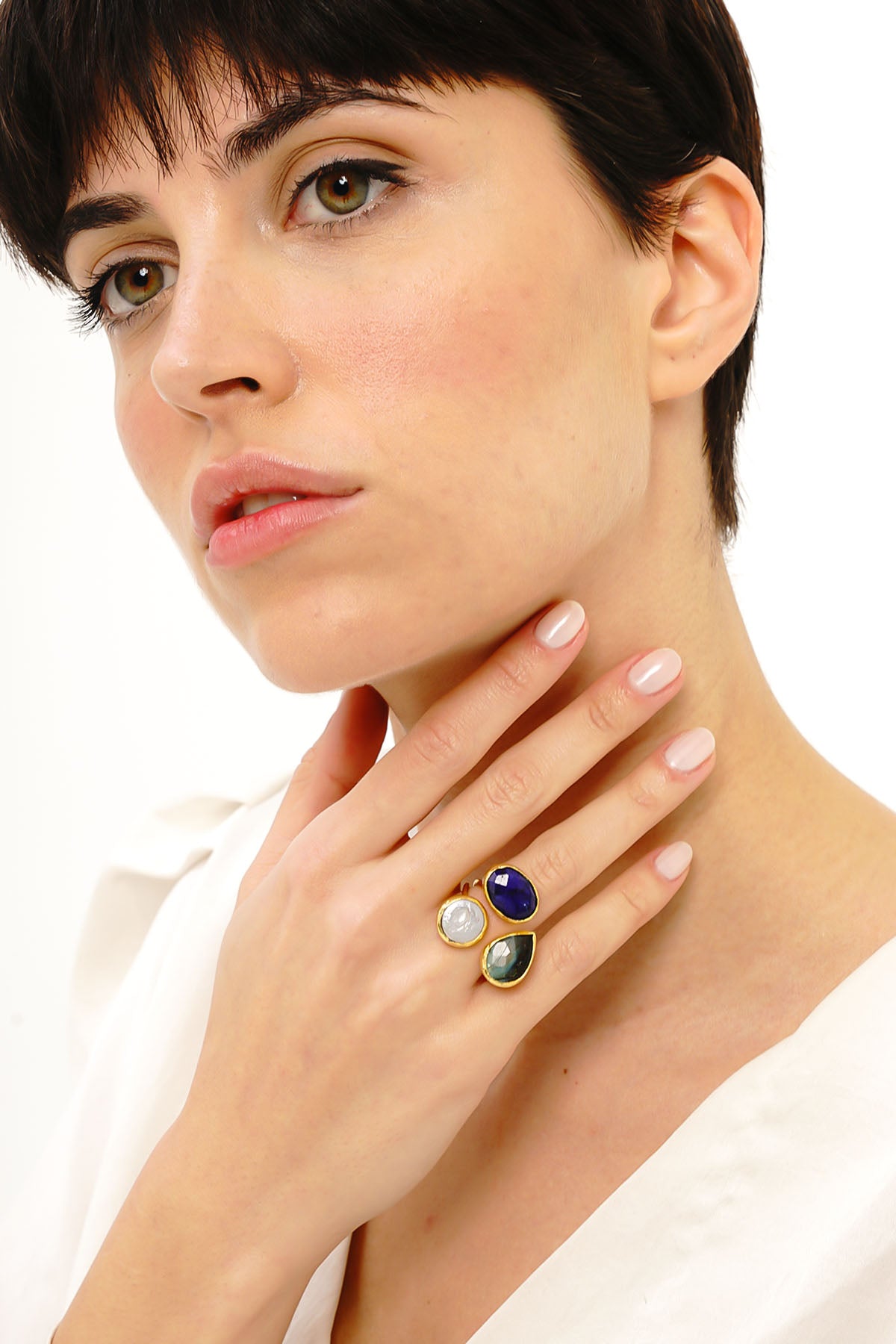 Pearl & Labradorite Bague