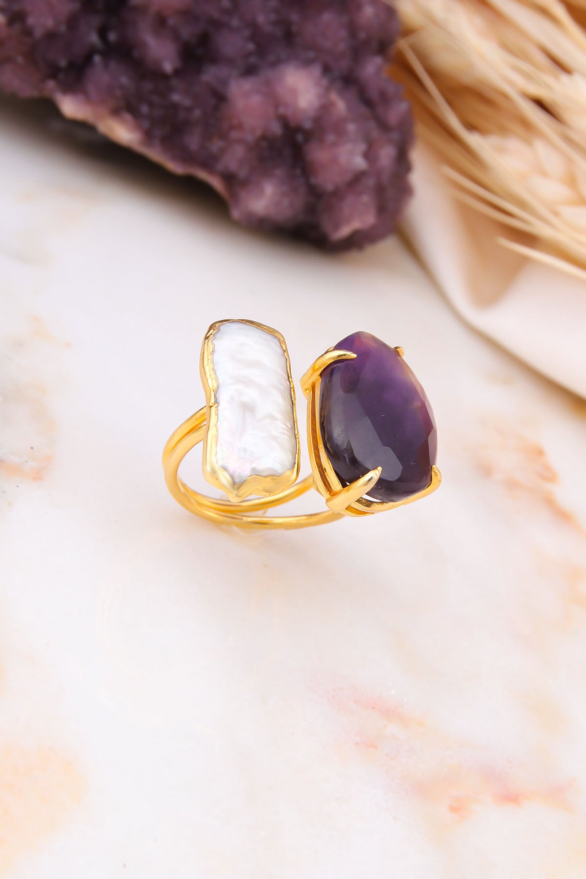 Pearl & Amethyst Bague