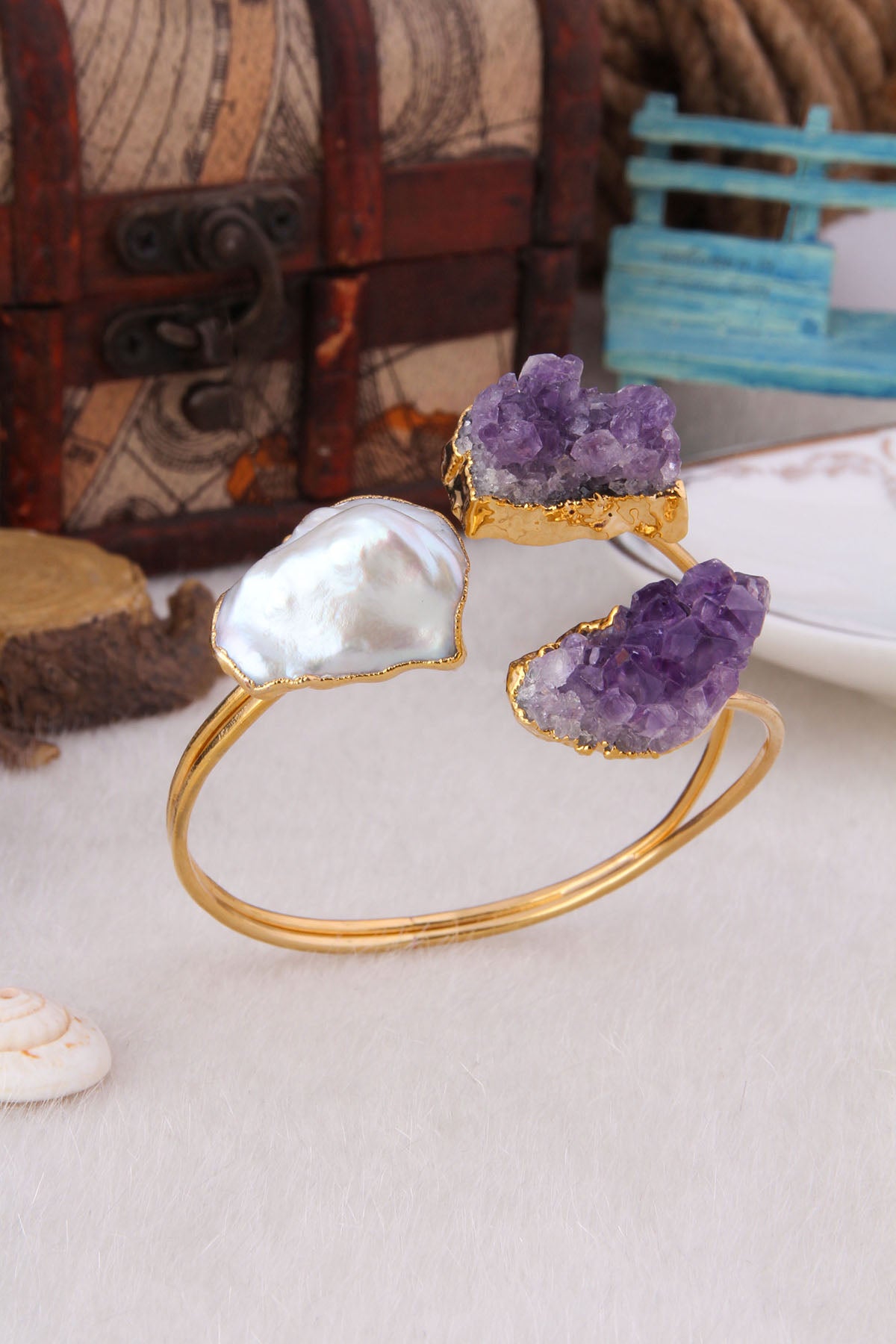 Amethyst & Pearl  Bracelet