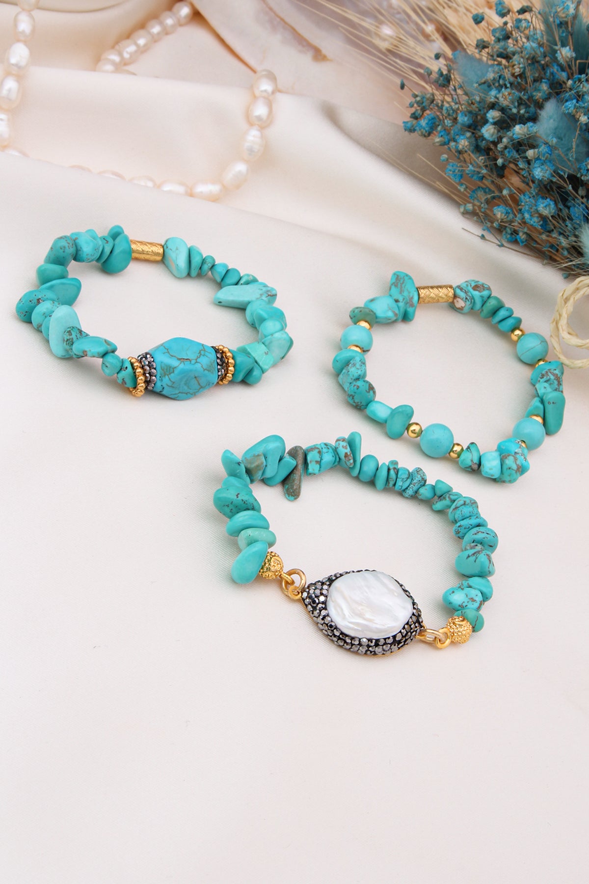 Turquoise &amp; Pearl Bracelet