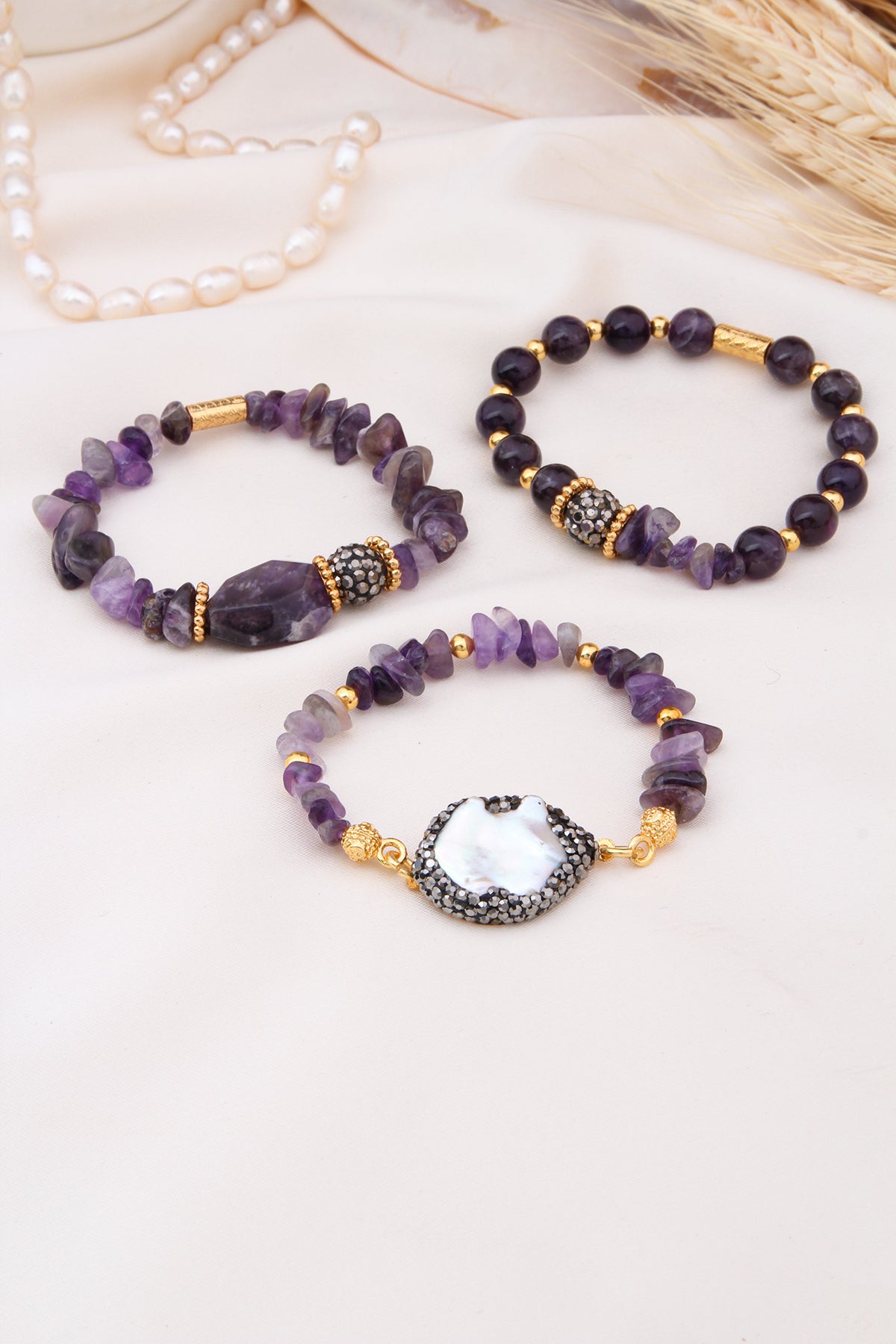 Amethyst & Pearl  Bracelet