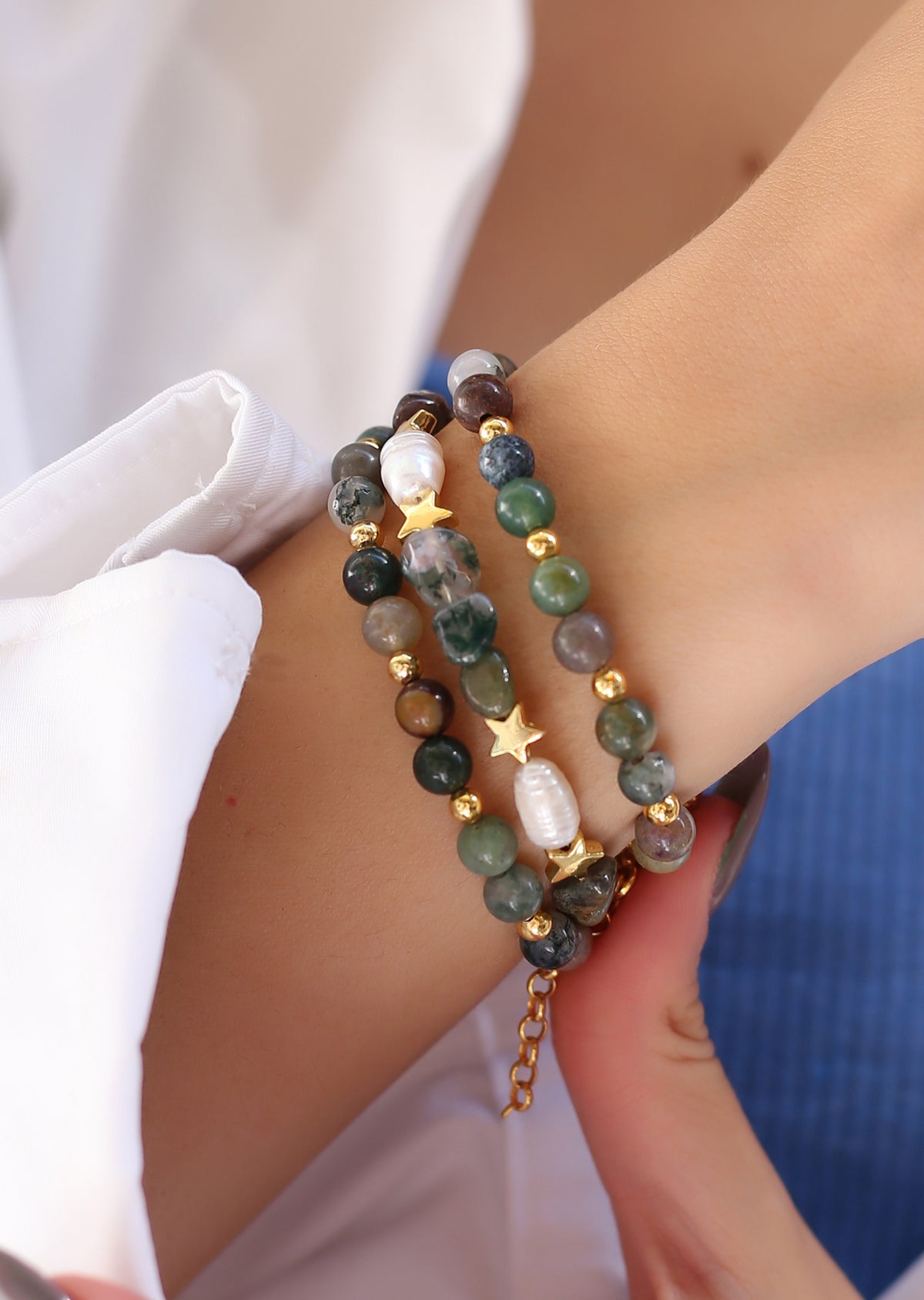 India Agate & Pearl Bracelet