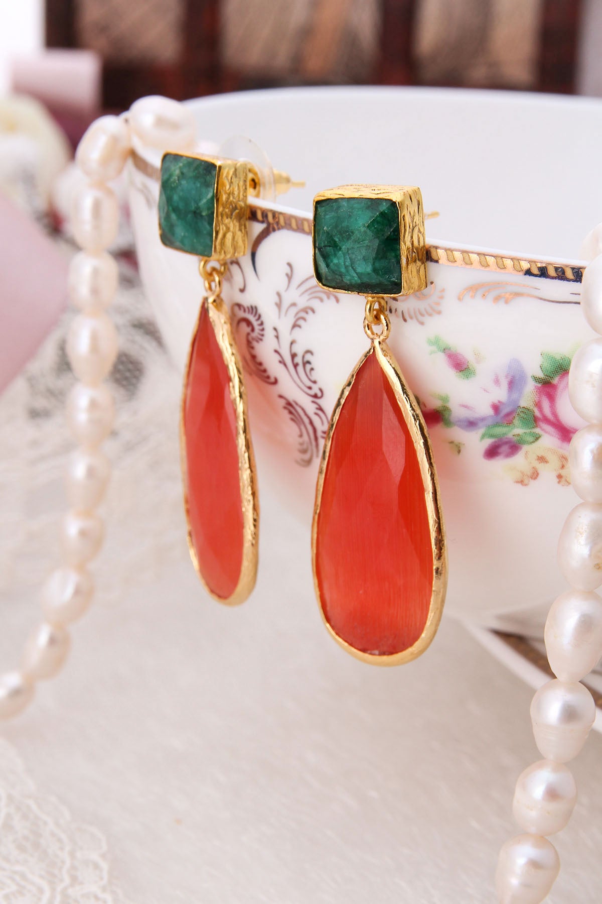 Agate & Cat Eyes Earring