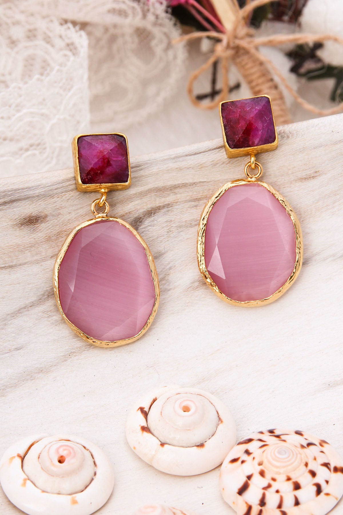 Agate & Cat Eyes Earring