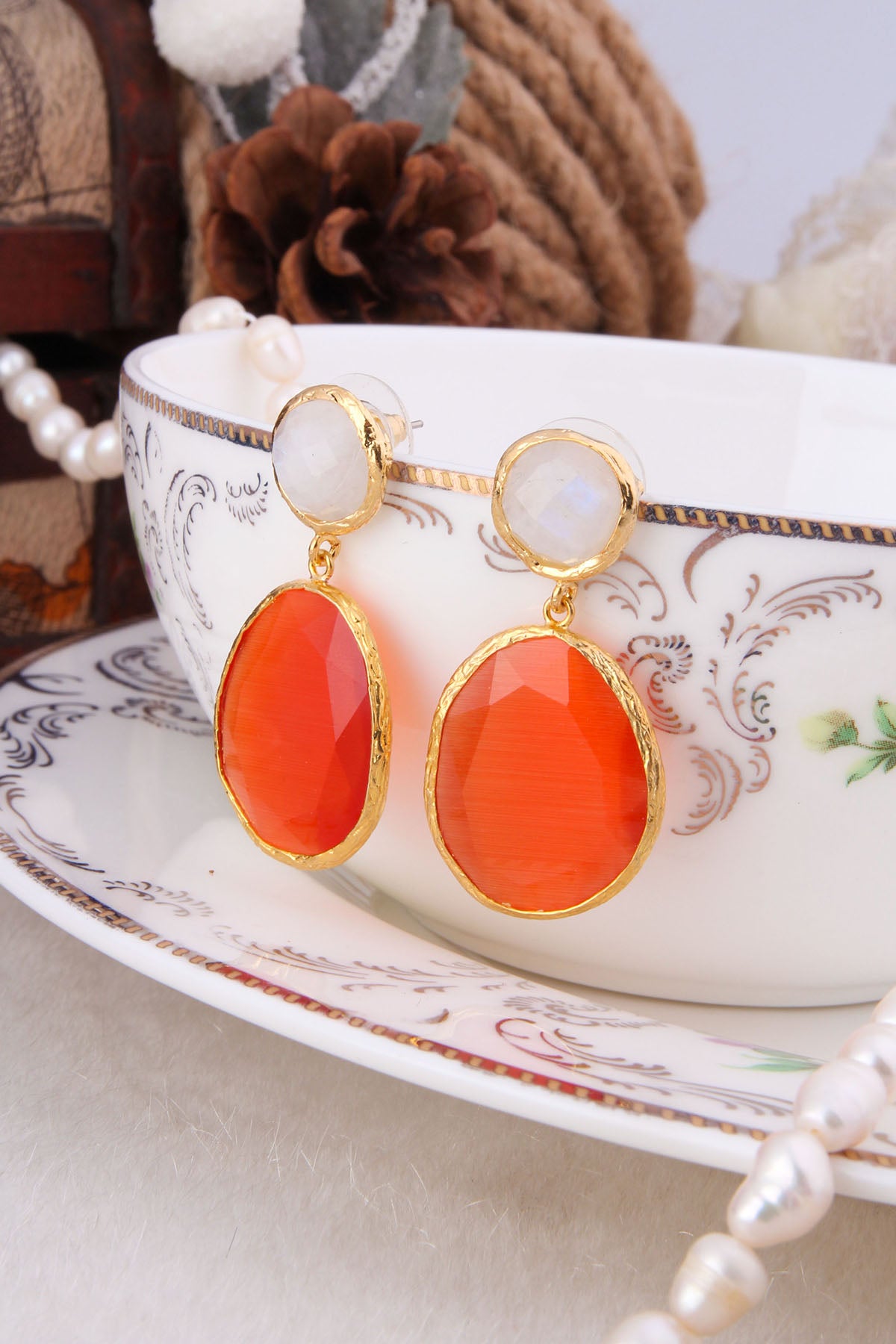 Orecchini occhio di gatto e pietra di luna