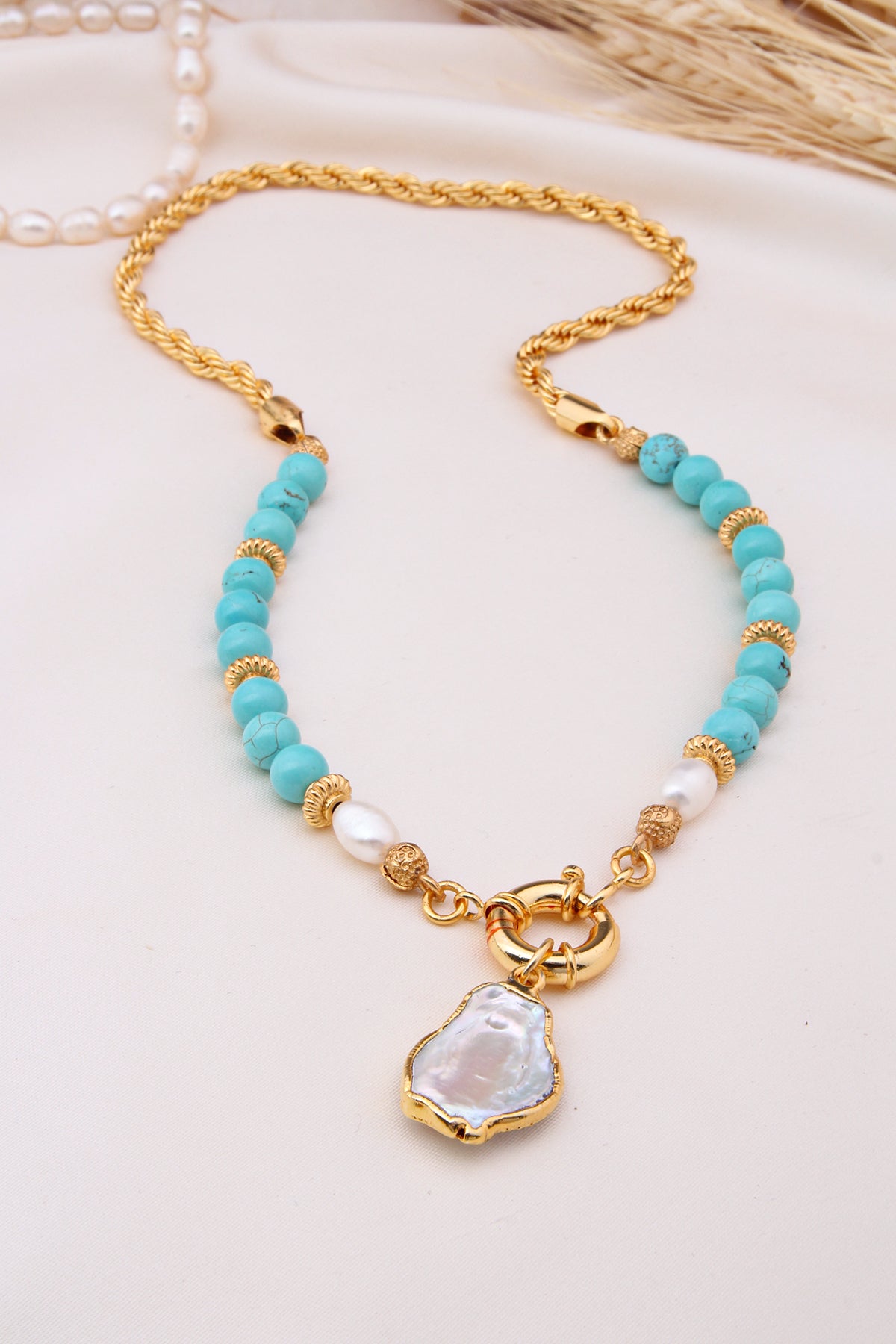 Turquoise &amp; Pearl Necklace