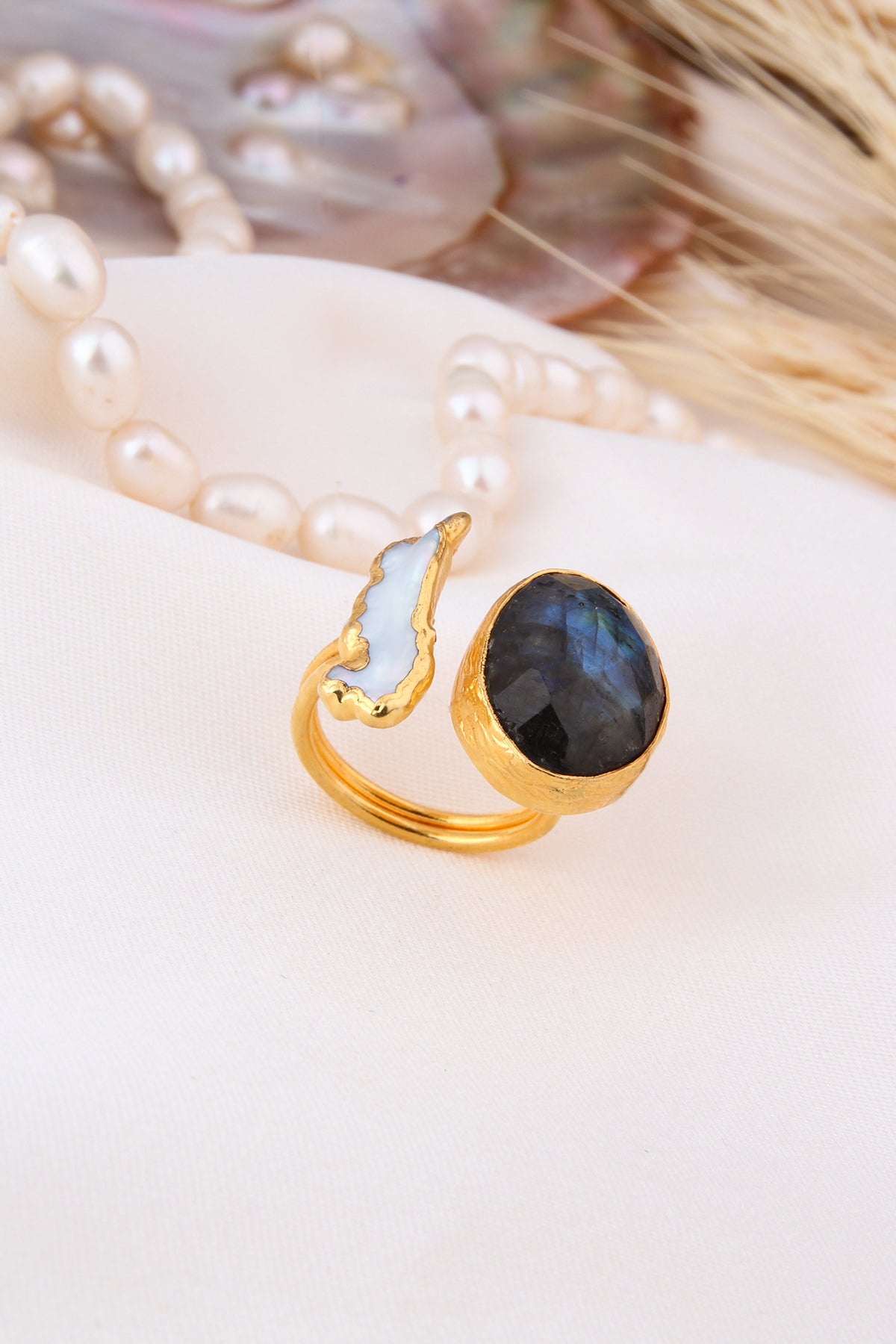Pearl & Labradorite Ring